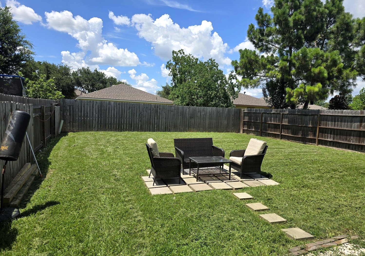 Clean backyard after yard cleanup